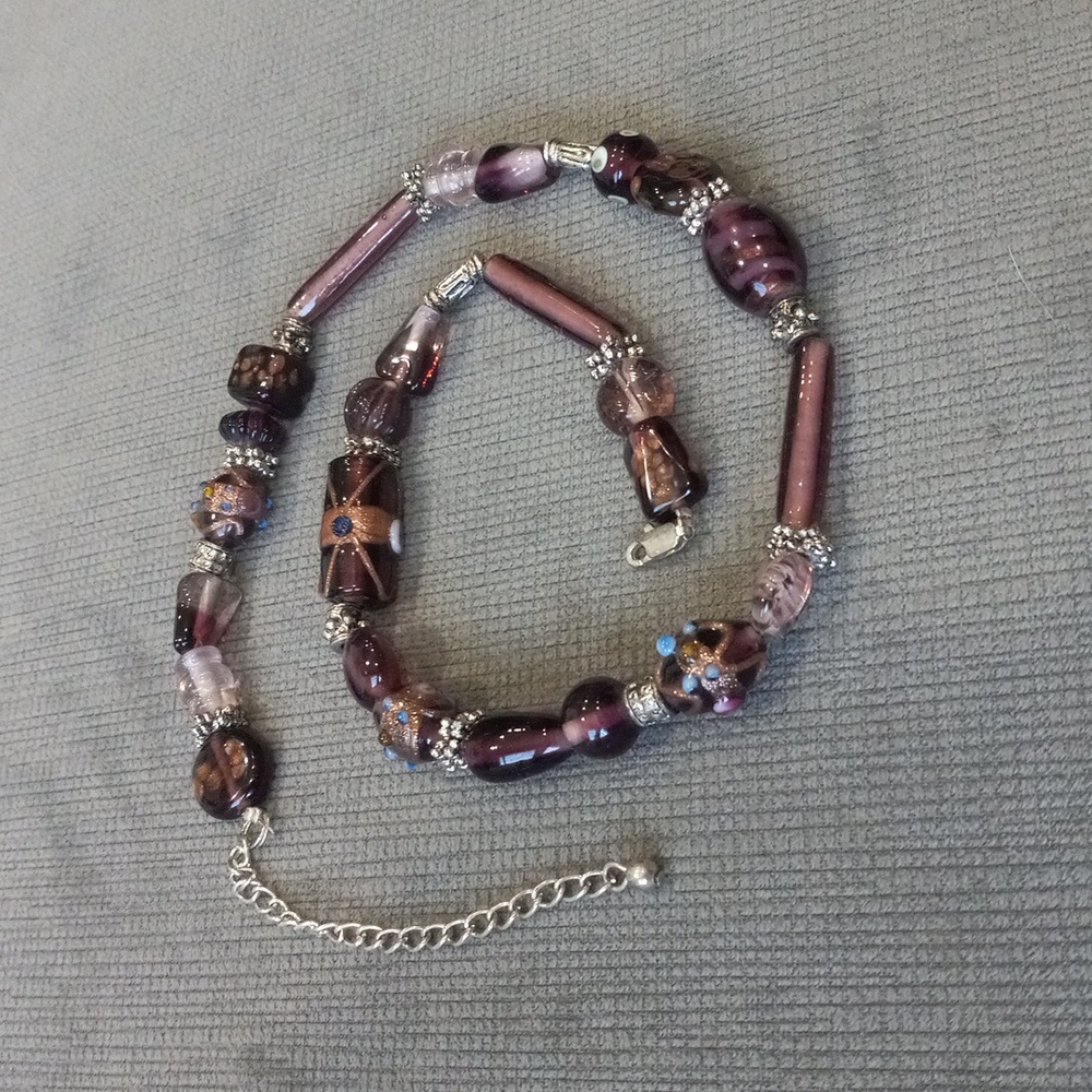 Glass Elegant Purple Beaded Necklace